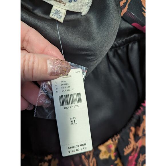 Anthropologie Porridge Puff Sleeve Open Back Floral Mini Dress Black NWT XL - Picture 6 of 12